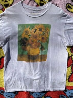 The Master Van Gogh Flowers Graphic T-Shirt White Short Sleeve Art Tee